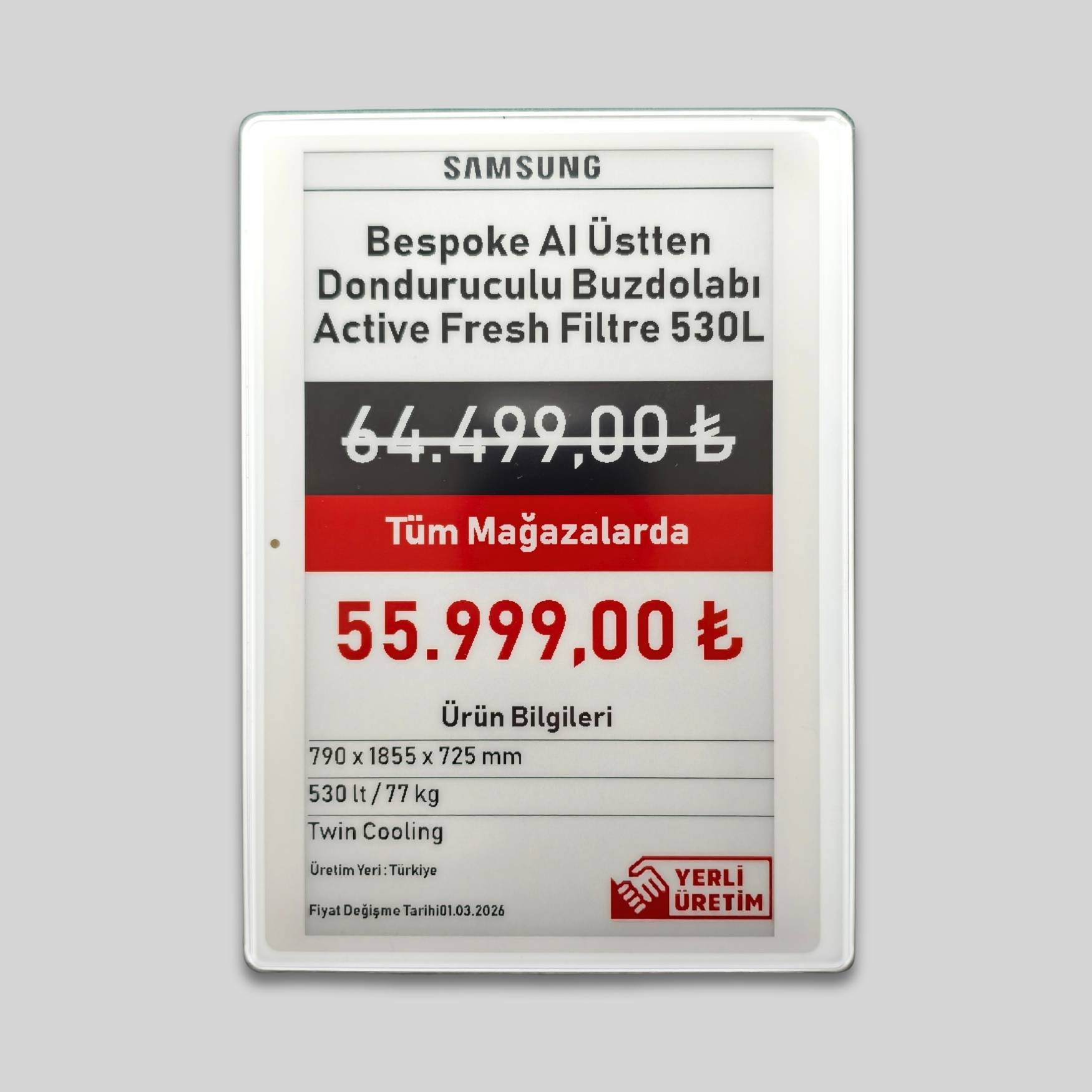 7.50" ELEKTRONİK RAF ETİKETİ
